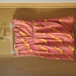 Rue21 Strapless Sweetheart Mini Dress/Shirt; Pink & Yellow